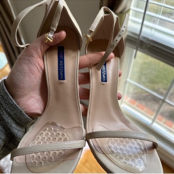 Stuart Weitzman Nudistsong Strappy Sandals / Heels in Beige Leather (NIB) - Picture 2 of 7